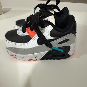 Nike Black, White, and Orange Kids Sneakers
